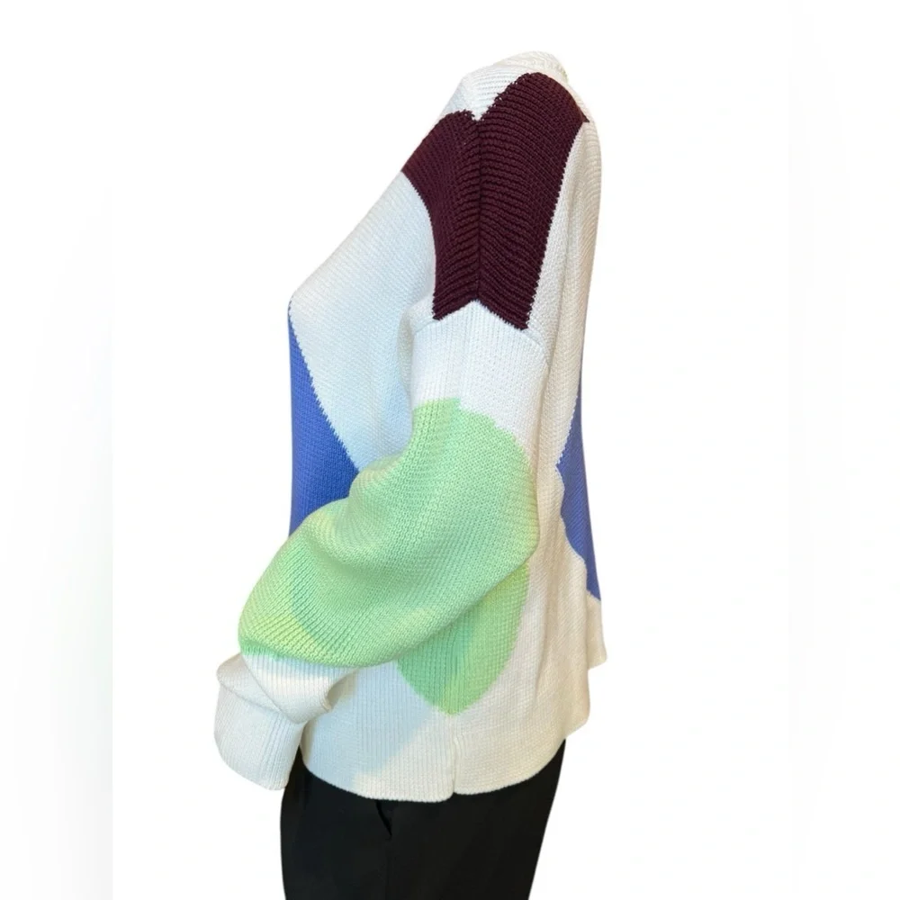 Sweaty Betty Sweater Womens Flash Dance Cotton Knit Pullover Color Block M - Picture 5 of 12